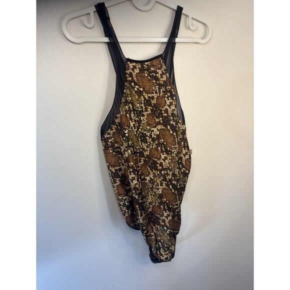 Free People Intimately Animal Print Women's Bodysuit Size L NWT Black & Brown - Picture 1 of 11